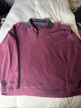 Tommy Bahama Burgundy Quarter-Zip Pullover XL